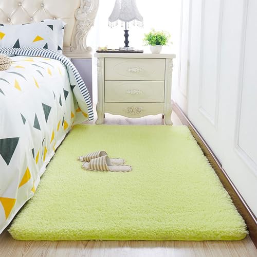 SBJKLYRN Carpeting Carpets Luxury Fluffy Shag Lounge Area Rug Extra Large Shaggy Soft Rug Light Luxury Minimalist Style Non Shedding Dense Rugs For Living Room Home Decor(Green,40 * 120cm)