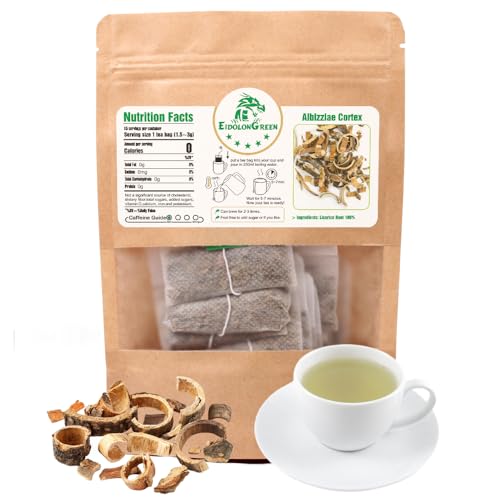 EidolonGreen [China Medicinal Herb] Albizziae Cortex Tea (Mimosa Tree Bark/合欢皮/Hehuanpi/합환피) Dried Bulk Herbs, Non-GMO, Caffeine-Free,15 Bleach-Free Tea Bags