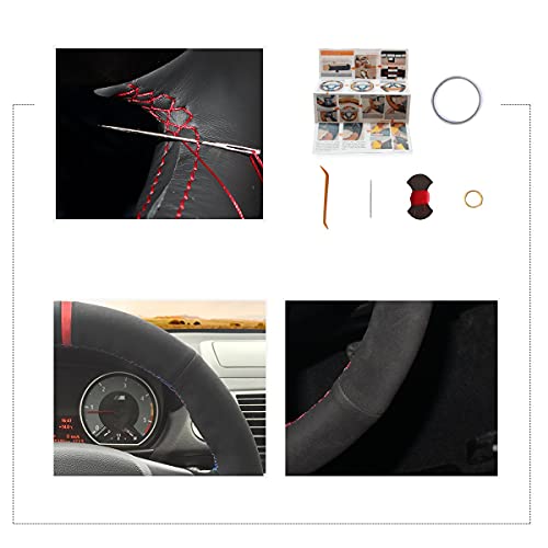 Mewant Car Steering Wheel Cover For Bmw 1 Series E81 E82 E87 E88 2008-2013 / 3 Series E90 E91 E92 E93 2006-2011 / M3 E90 E92 E93 2008-2013 Customized Black Suede #TOP4