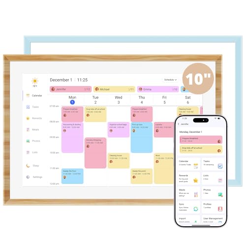 Image of Dragon Touch 10.1-inch Digital Calendar Wall & Desk Chore Chart with Dual Swappable Snap Frames Smart Family Planner, Digital Picture Frame for Mom, Women, Christmas & Weddings