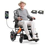 BIQISSI Electric Wheelchair for Adults, 36LBS Lightweight Electric Wheelchairs, 500W Brushless Motor Power Wheelchair, Foldable Motorized Wheelchair for Seniors, Airline Approval, 30Miles, Orange