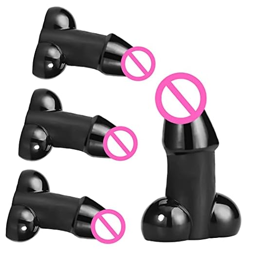 Prank Tire Valve Stems Caps Covers 4 Pack Car Wheel Tires Tyre Value Stem Air Caps Dust-Proof Covers Universal Plastic for Cars, SUVs, Auto, Bike & Bicycle, Motorcycles, Trucks, Vehicles (Black)