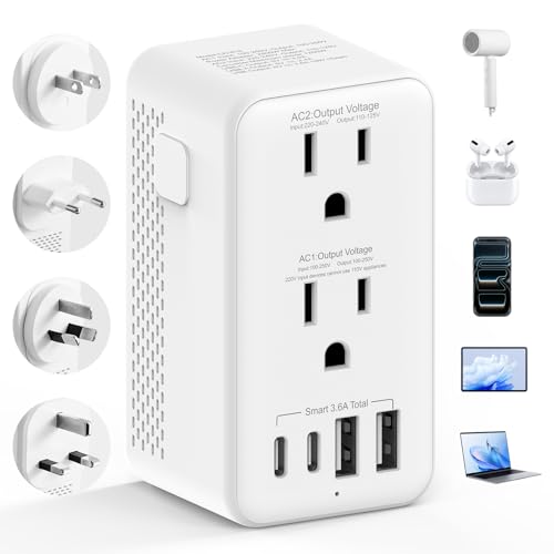 Powfloven Upgraded 2500W 220V to 110V Voltage Converter US to