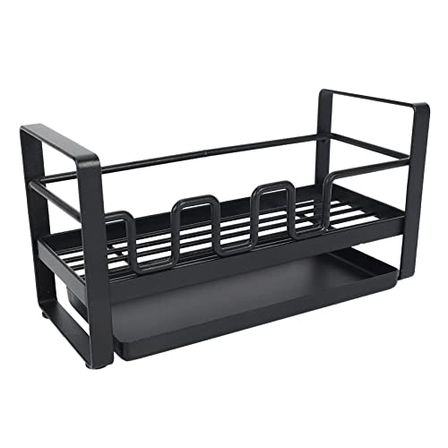 Ronlok Jabonera de apoyo para lavaplatos con soporte para esponja de cocina con bandeja de drenaje para cocina, soporte para cepillos de limpieza