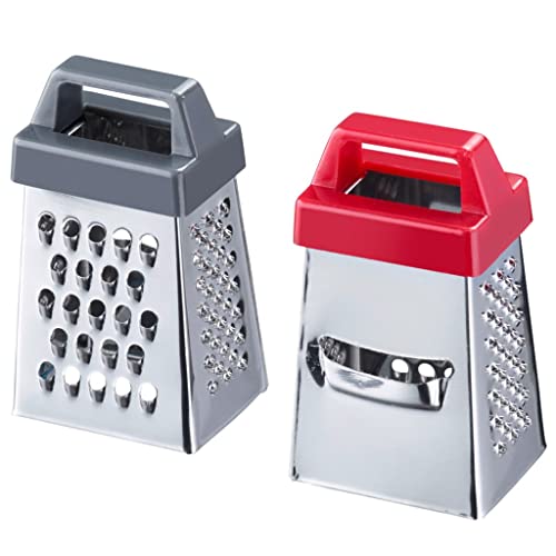Westmark Lot de 2 mini râpes carrées avec quatre surfaces de râpe en acier inoxydable/plastique, poignée argenté/colorée, 116922E3