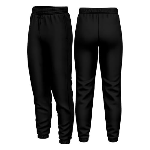 TORO ACTIVA Boys Kids Girls Children School Jog Pants Sports Games Fleece PE Trouser Joggers Cuffed Bottoms 7-13 Years (UK, Age, 9 Years, 10 Years, Regular, Black)