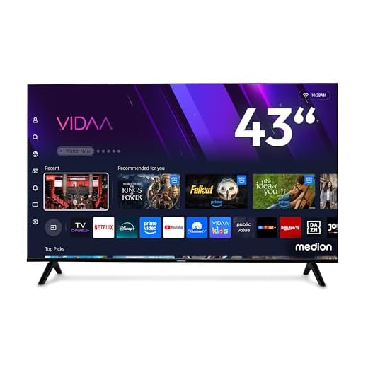 MEDION 108 cm (43 Zoll) QLED Fernseher (Smart-TV, Dolby Vision HDR, HBO Max, MagentaTV, Prime Video, Disney+, DAZN, Paramount+, Dolby Atmos, VIDAA Store, HbbTV, PVR, Bluetooth, MD 843601)