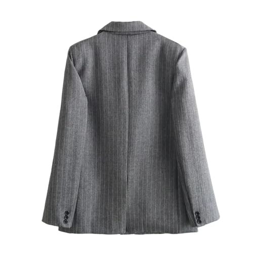 Office Lady Gray9 Stripe Blazer 2 Piece Sets Pinstripes Pockets Slim Blazer Coat + Zipper Mini Skirts2