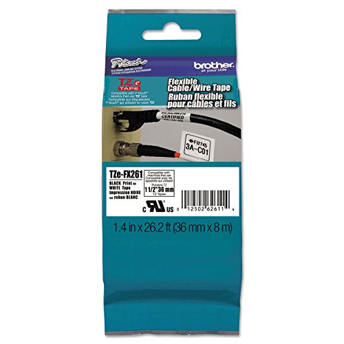 Brother Genuine P-Touch TZE-FX251 Tape, 1" (0.94") Wide Flexible-ID Laminated Tape, Black on White, Best Suited for Wire Wrapping and Flagging, Water-Resistant, 0.94" x 26.2' (24mm x 8M), TZEFX251 - image 1