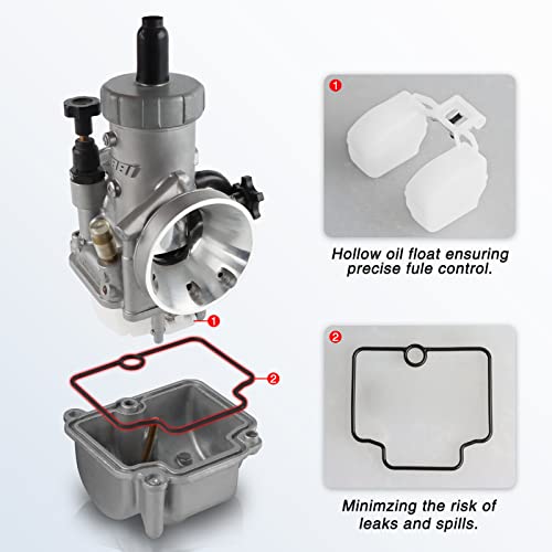 NIBBI Carburetor PE22mm Kit 22mm Carburetor Fit 110cc 125cc 130cc Flange Motorcycle Engines for Dirt Bike Pit Bike ATV 4 Wheeler with Carb Jets - Thumbnail 7