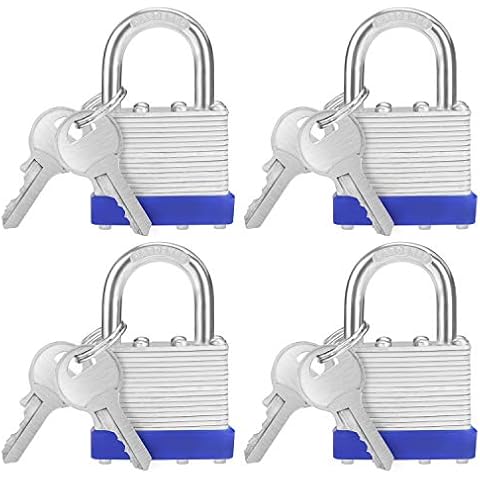 Belle Vous Candado Laminado Resistente de Acero con 2 Llaves (Pack de 4) Cover