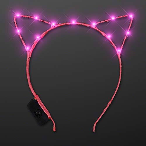 FlashingBlinkyLights Pink Starlight LED Kitty Light Up Cat Ears Headband