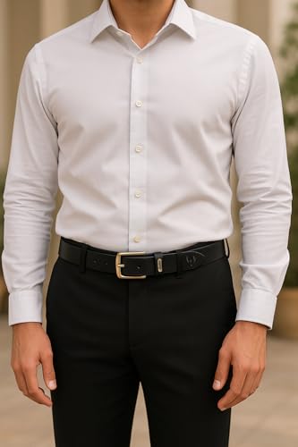 Image of Flyer Men's Leather belt (Formal /Casual) (Colour -Brown /Black) Buckle Adjustable Size Genuine Leather (B908) (Pack of 1)