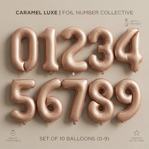 Image of Atpata Funky #2 Elegant Caramel Colour JUMBO 40 INCH Number Balloons Set | 0 to 9 Digit Shapes | Decorative Balloons for Milestones & Celebrations