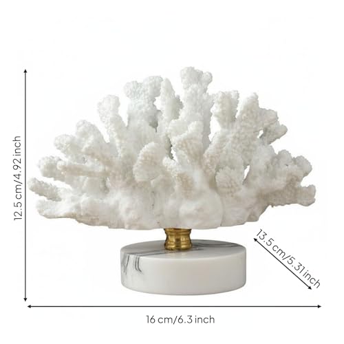 Escultura de coral B con base de mármol para decoración de mesa moderna 5