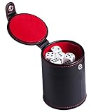 Professional Double Layers Faux Leather Dice Cup Set with 5 Dice for Most Dice Games