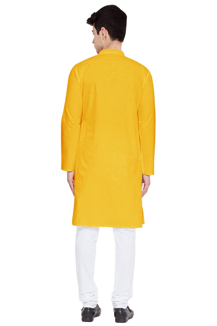 Trustous Mens Cotton Solid Straigth Kurta Pajama Set Combo In With 16 Colour Option And Size Are Xs To 3Xl For (Birthday,Wedding, Ceremony, Casual, Engage t) Lemon Yellow 1