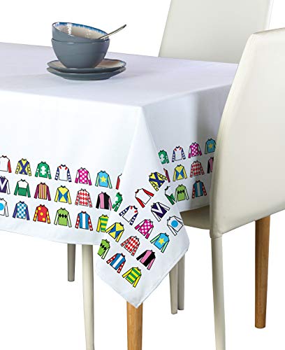 Fabric Textile Products Jockey Silks Tablecloth | Derby Day Rectangular Tablecloth | 60" x 84" | Machine Washable and Stain-Resistant for Easy Care | Made in The USA