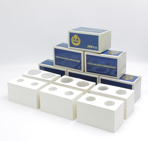 Boen 600PCS Coin Flips in 6 Sizes Cardboard Coin Holders for Colletors 2x2 inch Coin Cardboard Coin Flips for Coin Collection (Coin Flips 6-600pcs)