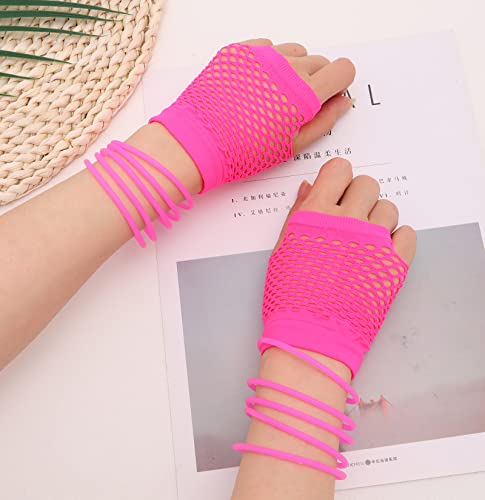 Samoco 80S Costume Outfit Accessories For Women Neon Lace Headband Earrings Fishnet Gloves Necklace Bracelet For 80'S Party #TOP3