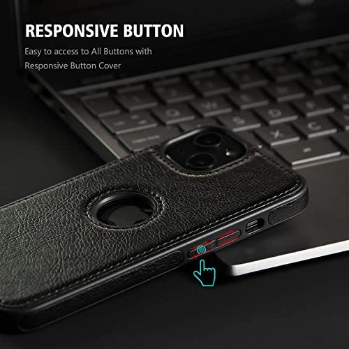 Image of MIDOS Back Cover Compatible with iPhone 14 Leather Case Flexible Slim Cover for iPhone 14 (Black)