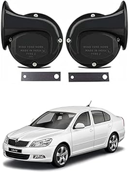 RKPSP Universal Windtone Jalwa Horn (2 and 4 Wheelers), Black Color, Heavy Plastic Body, Set of 2, 12V Voltage for Laura Universal for All Models