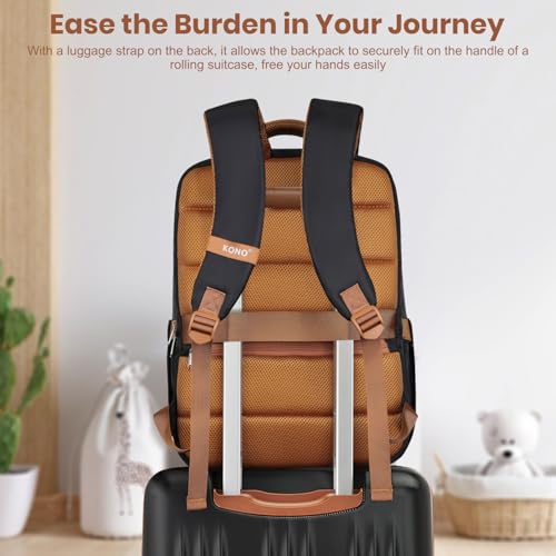 Image of Kono Luggage Sets 3 Piece, 20 Inch Expandable Carry On Luggage for Travel | Airline approved luggage with spinner wheels, TSA lock, lightweight hardshell suitcase set (Black & Brown,3 Piece Set)