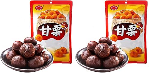 Delyco Chestnuts Whole Roasted Peeled Ready to Eat Snack Shelled Cooked Chestnuts for Snacking, Baking, Cooking 100g (Pack of 2)