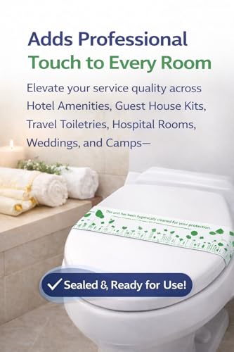 Image of Sevenhills 1000 PCS Disposable Hygienic Toilet Seat Bands - 36x2 Inches | Hotel Accessories for Guest House, Hospital, Travel Kits & Bathroom Sanitation | Printed Cleaned Message | Bulk Pack