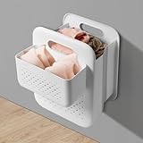 Goderewild Small Collapsible Laundry Basket, Space-Saving Wall-Mounted Hamper with Detachable Mini-Basket, Portable Hanging Organizer for Clothes, Underwear Socks. (White)