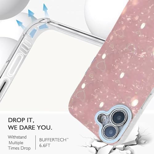 Image of mobistyle Silicone Designed for iPhone 16 Plus | Camera Lens Protection |Heart Pattern Print Design for Women Teen Girls Phone Back Cover Case (Heart Pink)