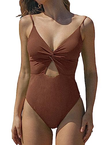 Women‘s Twist Cut Out One-Piece Swimsuit Tie Back Bathing Suit