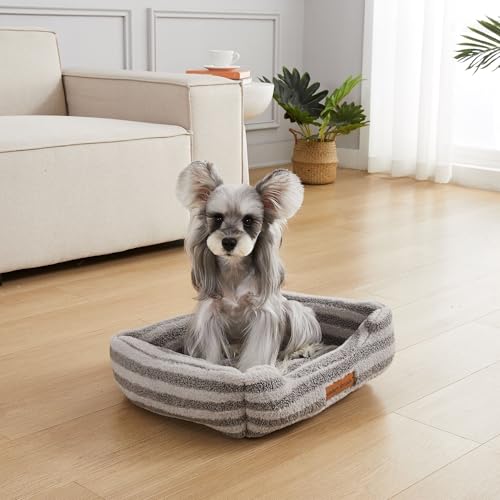Image of Modern Threads Ultra Soft Plush Pet Bed for Small and Medium Dogs with Elegant Texture and Stylish Design, Removable Washable Cover, Charcoal, (24 inch L x 20 inch W x 8 inch Th)
