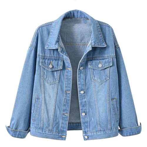 Veste en jean pour femme manteau court bleu clair denim casual taille M