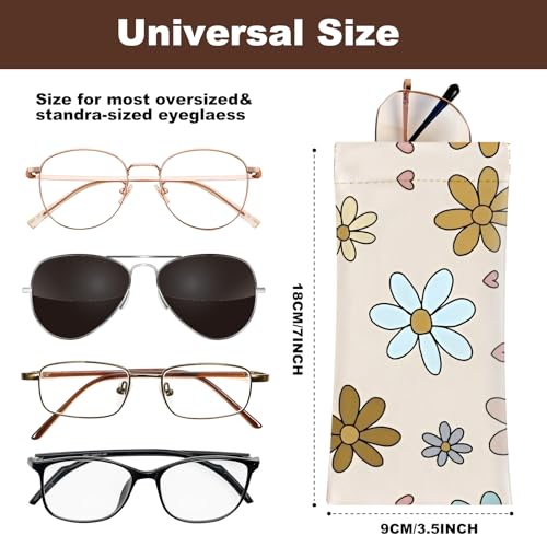 Image of Anikathy 2Pcs Sunglass Eyeglass Glasses Case Soft PU Leather with Cleaning Cloth Portable Glasses Pouch Bag for Men Women