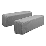 Hanhao Armrest Cover Ultra Soft Spandex Stretch Arm Cover for Recliners Sofas Chairs Loveseats Elastic Anti Slip Furniture Armrest Protector for Leather and Fabric Couch Set of 2 (Light Grey)