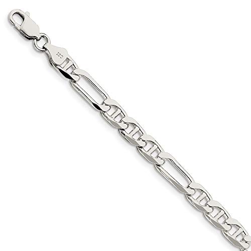 925 Sterling Silver 6.5mm Figaro Link Anchor Chain Anklet Ankle Beach Bracelet 7 Inch : Fine Jewelry For Women Gifts For Her