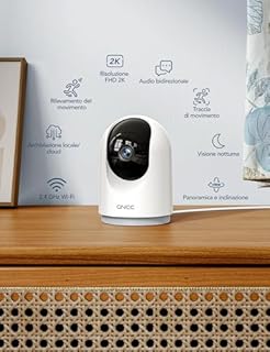 GNCC Telecamera WiFi Interno 2K con notifica Immediata e Rilevamento del Movimento Videocamera Sorveglianza Interno Wifi con Audio Bidirezionale, Rotazione a 360°, Compatibile con Alexa(2,4GHz Wi-Fi)