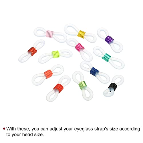 Image of PATIKIL Eyeglass Chain Connector, 50 Pack Adjustable Anti Slip Silicone Rubber Strap Holder Chain End Loop for Women Men Eyeglasses Sunglasses, Mixed Colors