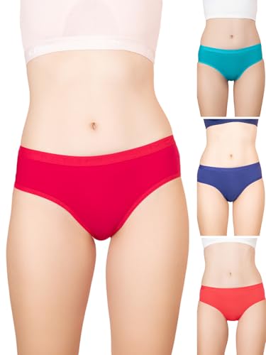 Lux Cozi for Her Women’s Plain Cotton Hipster Panties (COZIHER_PTY_201_4PC_Assorted_80) (Combo Pack of 4) (Colors and Prints May Vary)