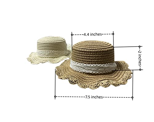 Ego Echo 2 Pieces Mexican Dog Cat Shade Straw Hat Suitable For Pet Children's Dolls (Khaki&Beige) #TOP2
