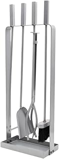 Marco Paul Modern Square Fireside Tool Set Coal Fireplace Contemporary Fire Bucket with Vintage Style - Fireside Companion Set Wood Burner, Coal Scuttle Kindling Fire Log Burner Accessories - 4PC