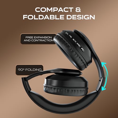Image of NB01 Lite Wireless Bluetooth Headphones 5.3 | Over Ear Headset with 40mm Drivers, Deep Bass, Noise Reduction, 12H Talktime, 10H Playtime, Built-in Mic, Foldable Design (Black)