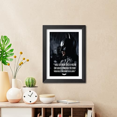 Image of TenorArts Batman Poster with Quotes Comics Photo Frame Painting With Black Wooden Textures (12inches x 9inches)