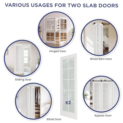24 × 80 in. 10-Lite Glass and Solid Manufactured Wood Primed Slab Door Without Hardware Kit - Thumbnail 5