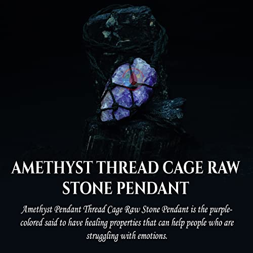 Image of REMEDYWALA Charged Energized Raw Stone Thread Cage Wrapped Pendant | Raw Stone Thread Cage Wrapped Pendant for Women and Men
