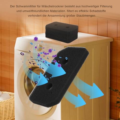 2 Stück 12007650 Schwammfilter Trockner Filter kompatibel mit Bosch Siemens Wärmepumpentrockner Schaumfilter Wäschetrockner Schaumstoff