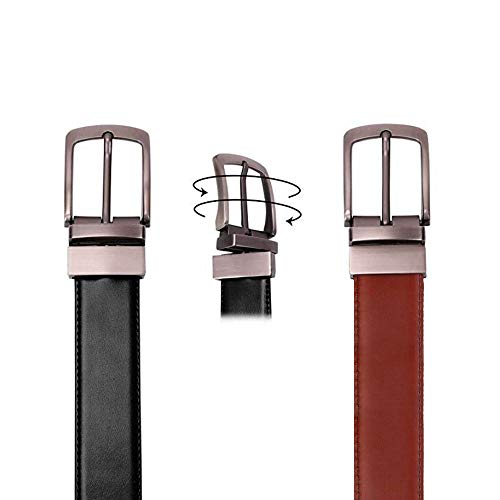 Cinto Social Masculino Dupla Face Preto + Marrom com Fivela Presente Homem