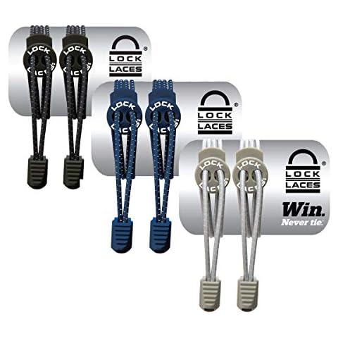 Lock Laces (Elastic No Tie Shoe Laces (Pack of 3) (Black-Navy-Gray) Cover