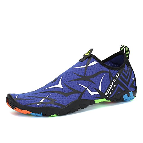 Mishansha Men Women Water Shoes Quick Dry Barefoot for Swim Diving Surf Aqua Sports Pool Beach Walking Yoga Blue White 8